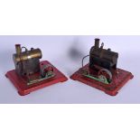 A PAIR OF VINTAGE TIN PLATE MAMOD ENGINES. 19 cm x 15 cm.