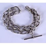 A STERLING SILVER CHAIN. 52 grams. 38 cm long.