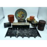 Collection of Japanese and Chinese lacquer boxes, bowls and screens etc Qty.