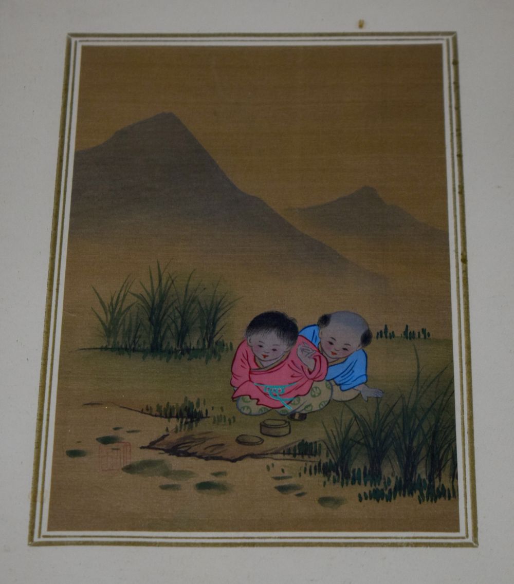 A collection of framed Chinese watercolours 23 x 28 cm (9). - Image 4 of 4