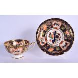 Royal Crown Derby imari pattern 9022 cup and saucer. Cup 5.5cm high, Saucer 14cm wide