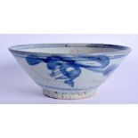 AN 18TH/19TH CENTURY CHINESE KOREAN BLUE AND WHITE BOWL painted with sprays. 11.5 cm diameter.