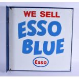 A RARE SHELL OIL ESSO BLUE DOUBLE SIDED ENAMEL SIGN. 43 cm x 43 cm.