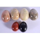 SIX STONE SPECIMEN EGGS. Largest 8 cm x 4.5 cm. (6)