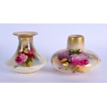 Royal Worcester vase of unusual shape painted with roses date code 1918, shape 2599 and another simi