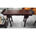 AN EARLY 20TH CENTURY CHINESE CARVED HARDWOOD ALTAR TABLE Late Qing/Republic. 120 cm x 83 cm x 35 cm
