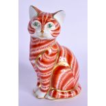 Royal Crown Derby imari paperweight Ginger Cat. 13.5cm high