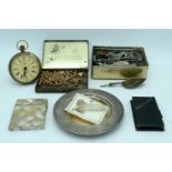 Miscellaneous collection MOP card case, pocket watch beads etc. Qty.