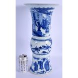 A 19TH CENTURY CHINESE BLUE AND WHITE PORCELAIN YEN YEN VASE bearing Chenghua marks to base, painted