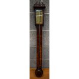 AN ANTIQUE BATEMAN AND DENT CHIPPENDALE STYLE BAROMETER the top formed with an arch top pediment. 94