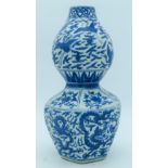 A Chinese Krack blue and white porcelain Double Gourd vase .