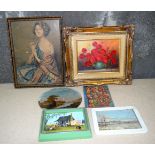 A framed oil of flowers by Hilda Clegg together with five others (6).