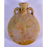 A 10TH/12TH CENTURY IRANIAN ISLAMIC PERSIAN POTTERY FLASK. 13 cm x 10 cm.