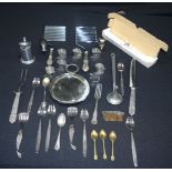 Miscellaneous collection of silver plated items, flat wear etc Qty.