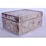 AN EARLY 20TH CENTURY JAPANESE MEIJI PERIOD SILVER BOX AND COVER decorated with foliage and vines. 6