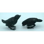 Two small bronze birds 12 x 6 cm (2)