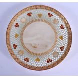 Royal Worcester ivory ground plate with enamelled and gilt decoration, having a jewelled rim retic