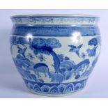 A CHINESE BLUE AND WHITE PORCELAIN JARDINIERE 20th Century. 27 cm x 25 cm.