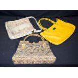 A Silvano Biagint shoulder bag together with a Vince Camuto Tote bag and a vintage Crocodile skin sh