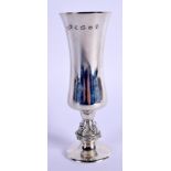 A 1970S SILVER BEAKER FORM VASE. Sheffield 1977. 142 grams. 15 cm high.