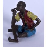 A CONTEMPORARY COLD PAINTED BRONZE FIGURE OF A MALE. 5 cm x 5.5 cm.