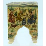 A 19TH CENTURY PERSIAN PAINTED IVORY BOX AND COVER painted with figures within landscapes. 7.5 cm x
