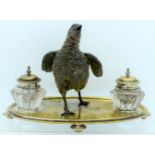 A CHARMING 19TH CENTURY AUSTRIAN COLD PAINTED BRONZE FIGURE OF A ROAMING GAME BIRD Attributed to Fra