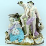 A 19TH CENTURY GERMAN MEISSEN ERNST TEICHERT PORCELAIN FIGURE OF A DRUNKEN SILENUS modelled riding u