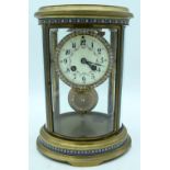 A LATE 19TH CENTURY FRENCH FOUR GLASS REGULATOR MANTEL CLOCK. 28 cm high