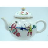 A SMALL 18TH CENTURY CHINESE EXPORT FAMILLE ROSE TEAPOT AND COVER Yongzheng/Qianlong. 11 cm wide.