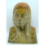 A Terracotta Bust of a Girl, dated 1938, inscribed Mary Stourton and with monogram and date. 42 cm h