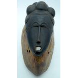 AFRICAN TRIBAL BAULE KPWAN MASK, IVORY COAST. 37cm x 18cm