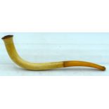 AN ANTIQUE MEERSCHAUM AND AMBER PIPE. 21 cm long.