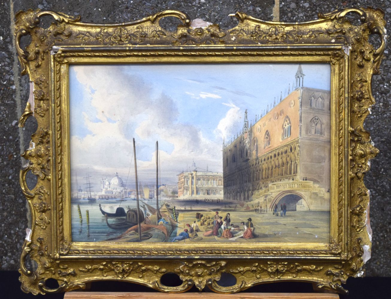 Italian School (19th Century) Watercolour, Venetian canal. Image 29 cm x 38 cm.