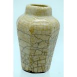 A SMALL CHINESE QING DYNASTY GE TYPE STONEWARE VASE modelled in the Ming style, of hexagonal form. 9