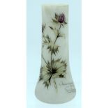 A FRENCH CHARDON DE LA GILEPPE OPAQUE ENAMELLED GLASS VASE painted with wild flowers and thistles. 1