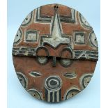 AFRICAN TRIBAL TEKE TSAYE MASK, DR CONGO. 38 cm x 35cm