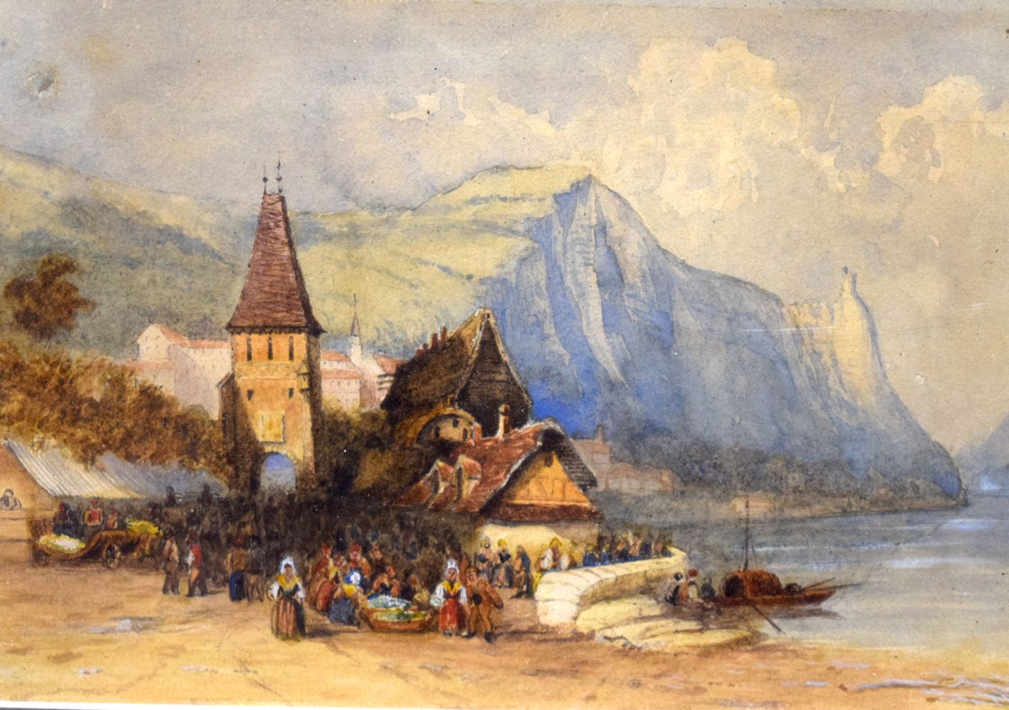 Continental School (19th Century) Watercolour, Peasants by the coast. Image 17 cm x 24 cm. - Image 2 of 3