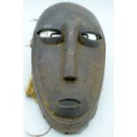 AFRICAN TRIBAL WAREGA MASK, DR CONGO. 38 cm x 21cm