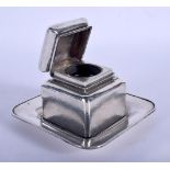 AN EARLY 20TH CENTURY JAPANESE MEIJI PERIOD HAMMERED SILVER INKWELL. 375 grams overall. 10 cm x 6 cm