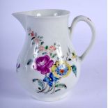 18th c. Worcester sparrow beak jug of small size painted with colourful flowers. 8cm high