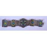 A VINTAGE SILVER AND ENAMEL BRACELET. 29 grams. 16.5 cm x 4 cm.