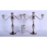 A PAIR OF STERLING SILVER CANDLESTICKS. 1380 grams weighted. 29 cm x 28 cm.