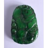 A CHINESE CARVED JADE PLAQUE 20th Century. 5 cm x 3 cm.