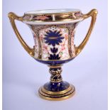 Royal Crown Derby two handled vase painted with imari pattern 1128, date code 1915. 13cm high