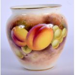 Royal Worcester vase painted with fruit by Roberts, shape 2491, date mark 1954. 7.5cm high