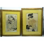 A pair of framed Japanese wood block prints (2). 35 x 22cm