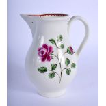 18th c. Caughley sparrow beak jug painted with a rose and rose bud, perhaps a Jacobite connection.