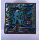 AN EARLY 20TH CENTURY CHINESE SQUARE FORM CLOISONNE ENAMEL DISH Late Qing/Republic. 6.5 cm square.