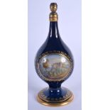 A RARE 18TH/19TH CENTURY MEISSEN PORCELAIN SCENT BOTTLE painted with three landscape panels. 13.5 cm